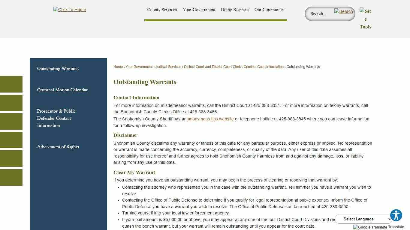 Outstanding Warrants | Snohomish County, WA - Official Website